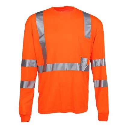 SFTU05 Hi-Vis Long Sleeve Ribbed Cuff T-Shirt 2" Reflective Stripe
