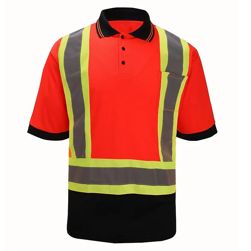 SFTC03 High Visibility Two-Tone Polo Collar and Black Bottom with Pocket