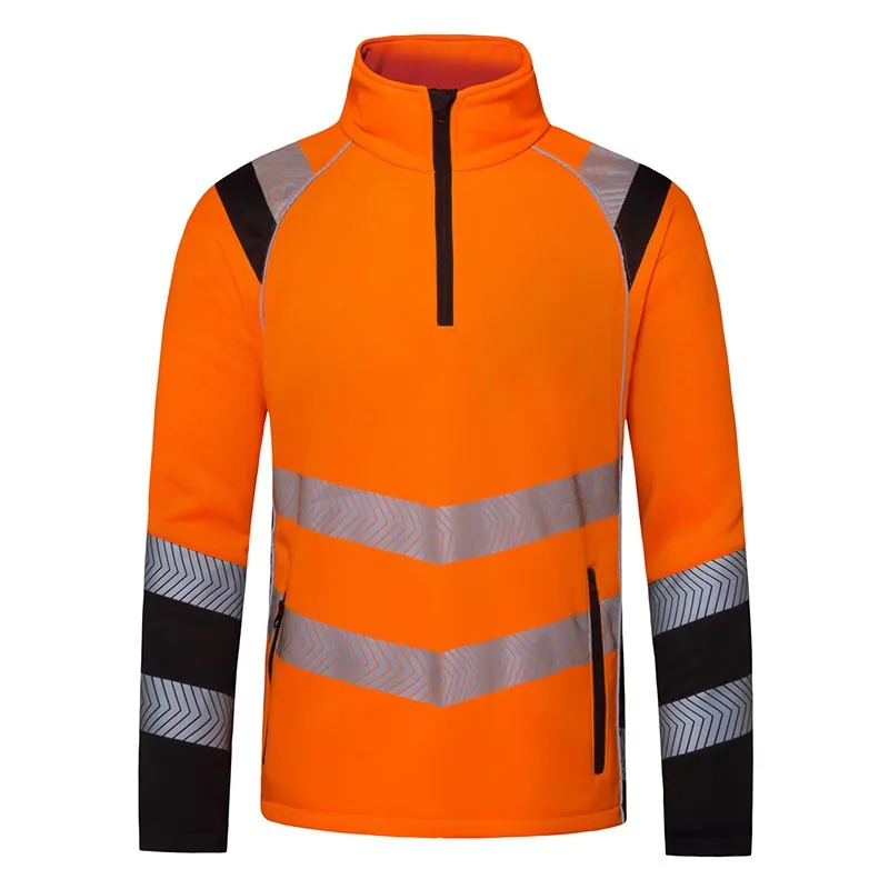 SFFE06 Hi-Vis Fluorescent Orange Reflective Stripes Long Sleeve Zip-Up Jacket