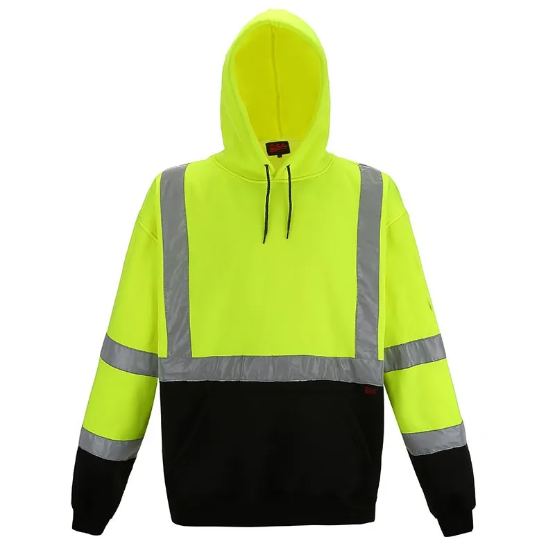SFFU01 High Visibility Fluorescent Yellow Reflective Hooded Safety Jacket