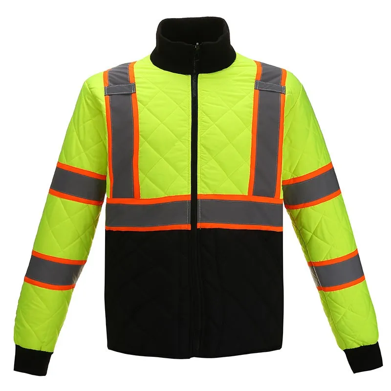 SFJ24 Winter Quilted 2 Color Tone Safety Reflective Tape Safety Jackets