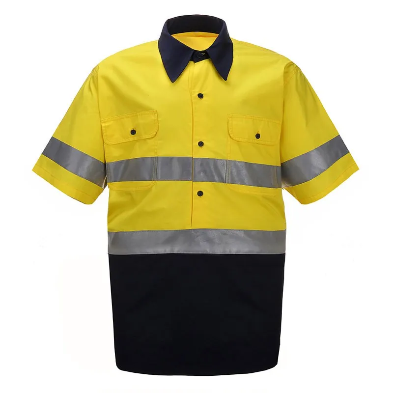 SFSS04B High Visibility Shirt for Men Reflective Hi Vis Work Safety Shirt