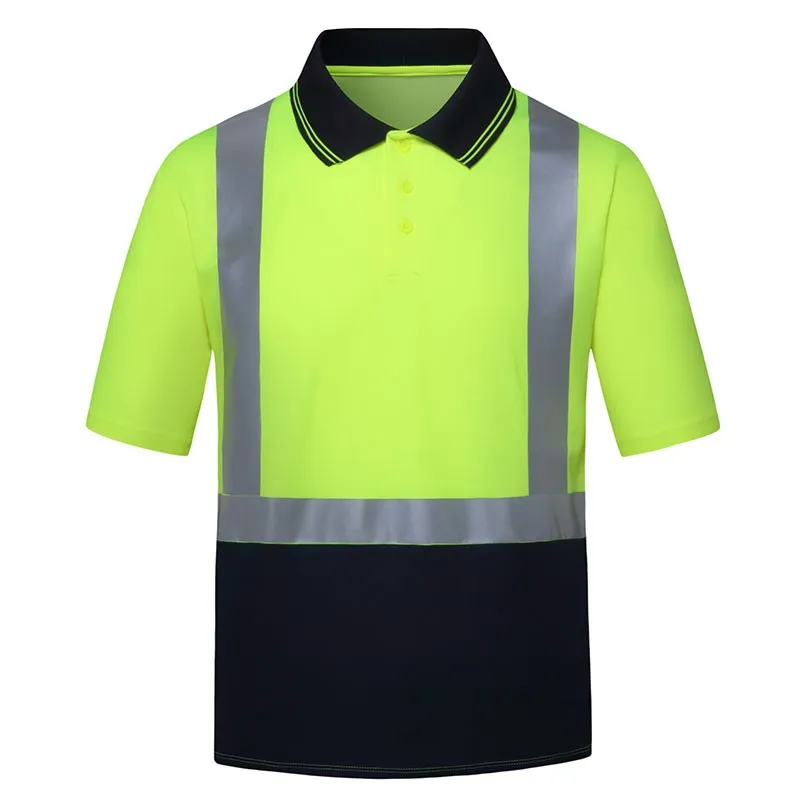 SFTE23 Hi-Vis Reflective Safety Polo Shirt, Black Bottom